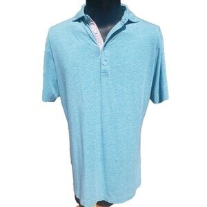 Johnnie-O Linxter Polo Shirt Mens M Teal Heathered Performance Stretch Golf EUC